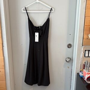 Chic Black Midi Dress with Spaghetti Straps